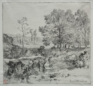 Skovens udkant. Rejefiskeren af Unknown artist