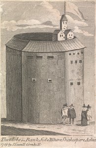 The Globe on Bank Side, hvor Shakespeare optrådte (udgivet af J. Serrell); side 10 (bind 2) af Unknown artist