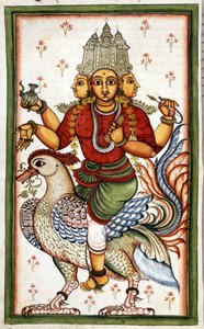 Den hinduistiske guddom Brahma Page taget fra manuskriptet (ms.8300) "History of Mogol"" (Moghul eller Moghol) af Stefano Nivibus Cardeira. 1700-tallet. Bibloteca marciana, Venedig af Unknown artist