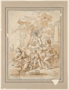 Den hellige familie med Sankt Johannes af Unknown artist
