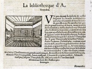 The Library of Alexandria - i "" Universal Cosmography "" af Unknown artist