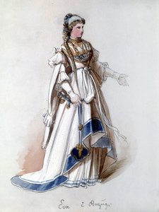 The Master Singers of Nürnberg (Die Meistersinger von Nürnberg), opera skabt af Richard Wagner: Evas kostume til første forestilling. Wagner Museum Bayreuth.