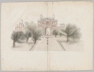 Akbars mausoleum i Secunderabad af Unknown artist
