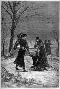 The Murder of Rutland af Lord Clifford - Edmund, Earl of Rutland bliver dræbt af Lord Clifford i slaget ved Wakefield - Edmond Plantagenet Earl of Rutland af Unknown artist