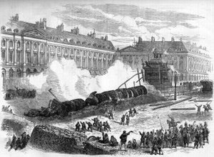 Pariserkommunen i 1871. Nedrivning af Vendomesøjlen af federes (communards) den 12. april af Unknown artist