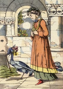 Prinsessen og den blå fugl - illustration af fortællingen "Den blå fugl"" af Unknown artist