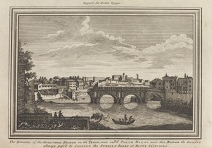 Resterne af senatorbroen på Tyber; Ring nu Ponte Rotto over denne bro Senatet på alle måder, der blev gået til at konsultere Sybills -bøgerne på Monte Gianiculo af Unknown artist
