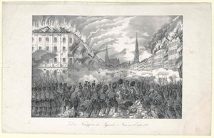 Kampen i Jaegerzeile til Wien af Unknown artist