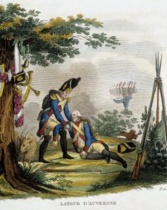 Theophile Malo Corret de La Tours (eller Latour) død i Auvergne (1743-1800) under slaget ved Oberhausen, Østrig, i juni af Unknown artist