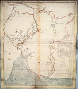 Beskrivelsen af Insbeguins slot og landområder, der ligger inden for 3 miles fra Yohall på den vestlige side heraf af Unknown artist