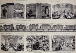 De forskellige rum i et sanitetstog - gravering af Unknown artist