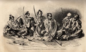 De fanatiske muslimske ar under den dramatiske forestilling, der finder sted efter Hosseins martyrgilde, er hver af dem dækket med et hvidt lagen, for at opsamle blodet, der strømmer fra de sår, de påførte sig selv ved at slå sig selv med af Unknown artist