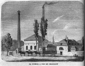Chaillots brandpumpe i 1858. af Unknown artist