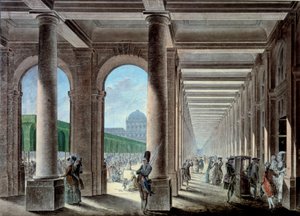 Palais Royals gallerier og haver. Litografi af det 18. århundrede. Paris, B.N. af Unknown artist