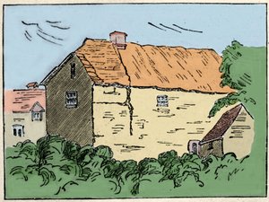 Hjemmet for Francis Drake (1540-1596), britisk opdagelsesrejsende og privatmand i Crowndale nær Tavistock. Det blev ødelagt i det 19. århundrede. af Unknown artist