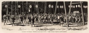 Matsouri (messe, procession) i Roksamia, Kami-templet i nærheden af Yedo (eller Edo, det nuværende Tokyo), på den 5. dag i årets 5. måned, samles folkemængden for at indsamle lægeurter i skoven og om aftenen arrangerer præsterne en af Unknown artist