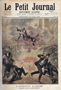 Morderen Clement Decoux er offer for sit angrebsforsøg på Emile Vuillemin (1822-?), direktør for Aniche-minerne, der fejrer sit 50-års jubilæum i spidsen for kulproduktionen den 4. august af Unknown artist