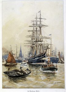 Hamborgs havn i det 19. århundrede af Unknown artist