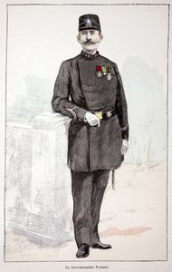 Underbrigaderen (underbrigaderen) Poisson. Radering i farver, til illustration "" Historien om korpset af fredsbevarende styrker""" bog udgivet i regi af Louis Lepine (1846-1933), præfekt for politiet på Seinen, af Alfred Rey (1864-?) og Louis af Unknown artist