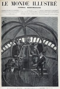 Besøget af indersiden af hovedet af Frihedsgudinden på Verdensudstillingen - i "Den Illustrerede Verden"" af 28/09/1878 af Unknown artist