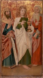 Tre apostle med tværkør, kalk og bog af Unknown artist
