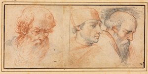 Tre hovedstudier af Unknown artist