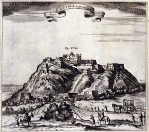 Tibet. Udsigt over Pothala, palads eller Dalai Lama i Lhasa. “De China Monumenta” af Athanasius Kircher (1601 - 1680), jesuit, orientalist og tysk lærd, Amsterdam 1667. af Unknown artist