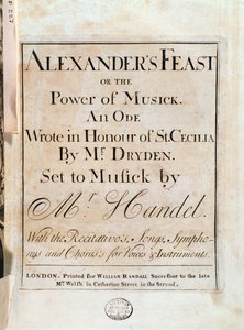 Titelside med partitur til Alexanders fest af GF Handel af Unknown artist