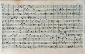 Titelside af musikpartitur af The Art of the Fugue, the last and ufuldstændige fuga, af Johann Sebastian Bach af Unknown artist
