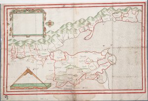 Tralee Bay, Irland, ca. 1600 (papir, linned) af Unknown artist