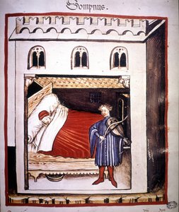 Afhandling om medicin "" Tacuinum sanitatis"" fra det 14. århundrede: søvn. af Unknown artist