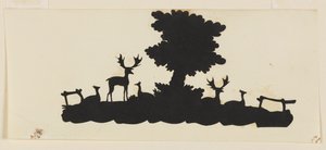 Træ med hjorte og rogn af Unknown artist