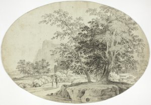 To pilgrimme på en skovvej af Unknown artist