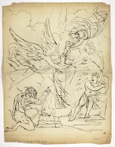 Uidentificeret mytologisk fødselsscene (recto); Amor og Psyche (verso) af Unknown artist