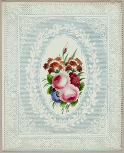 Valentine uden titel (blomster på blonder) af Unknown artist