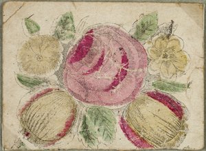 Valentin uden titel (lyserøde og gule blomster) af Unknown artist