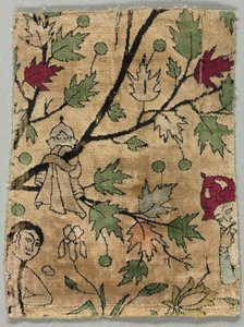 Fløjlsfragment, Khusrau ser Shirin bade af Unknown artist
