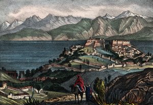 Udsigt over Candle og Atlas-kæden, by taget af general Trézel fra den franske hær i Afrika i 1833. I "" Storia d
