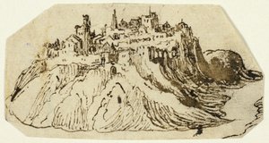 Udsigt over Fortified Hill Town af Unknown artist