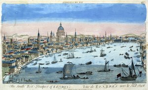 Udsigt over London og Themsen, sydvest - optisk udsigt af Unknown artist