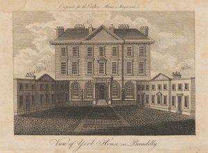 Udsigt over York House i Piccadilly af Unknown artist