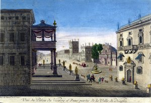 Udsigt over Viceroi-paladset og en del af byen Napoli i 1760. af Unknown artist