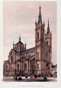 Udsigt over kirken Lerchenfelder i Wien. Østrig Stik fra 1830 Privat samling af Unknown artist