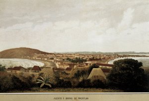 Udsigt over byen Mazatlan på kysten af Stillehavet.Mexico af Unknown artist