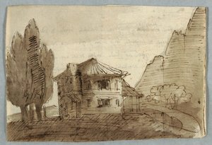 Villa i en bjergrig region af Unknown artist