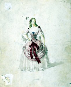 Violetta kostume til operaen "La Traviata" "af Giuseppe Verdi til La Scala fra 1855. af Unknown artist