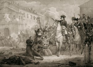 Spaniens uafhængighedskrig (1808-1814): Spanierne beder om medlidenhed med Napoleon. Madrid, Nationalbiblioteket. af Unknown artist