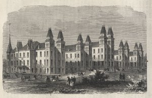 Ward Island Immigrant Hospital - New York State - Emigration Commission Establishment - Indgravering i "The Illustrious Universe" fra 1869 af Unknown artist