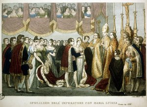 Bryllupsceremoni mellem Napoleon I og Maria - Louise af Habsburg i Augustinerkirken i Wien, 2. april af Unknown artist