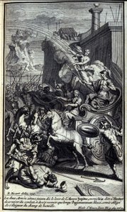 Da de to hære sluttede sig til morgengryets opgang, sendte Jupiter Iris for at fortælle Hector at trække sig tilbage fra slaget og kun at vende tilbage, når Agamemnon gør ondt, ville blive tvunget til at flytte væk fra slagmarken. Illustration af bog XI af af Unknown artist